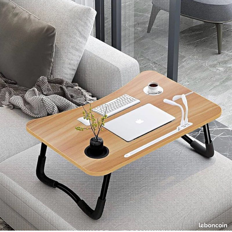 Table De Lit AirOpen 60x40cm - Avec Ports USB, Tiroir, Support Tablette Et Porte-Gobelet - Pliable