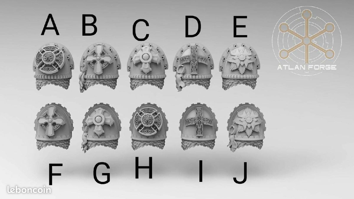 W40K X6 Épaulettes alternatives pour Space Marines Black Templars Atlan Forge (image 1)