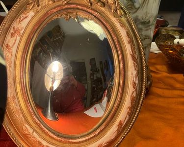 Miroir De Sorcière Ovale - Bois Teinté - 26x30 Cm