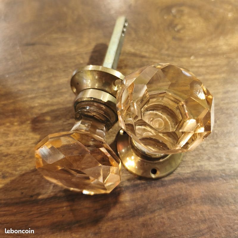 Poignée de porte en verre diamant rose orange (image 2)