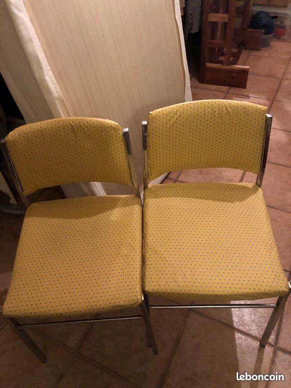2 chaises vintage inox et assise tissus étanche (image 1)