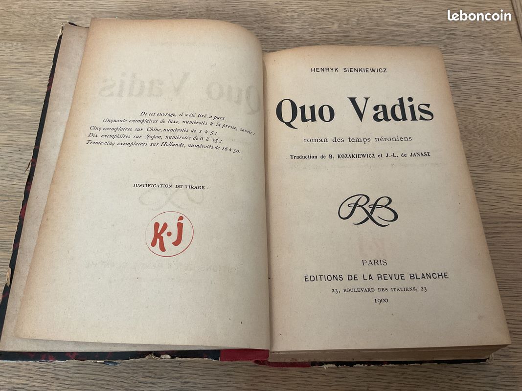 Quo Vadis, roman des temps Néroniens H. SIENKIEWICZ 1900 - Revue Blanche (image 1)