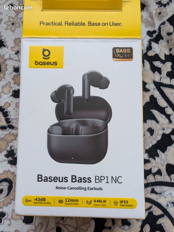 Écouteurs sans fil Baseus Bass BP1 NC - Réduction de bruit active (-43dB) - Neufs / État impeccable (image 1)