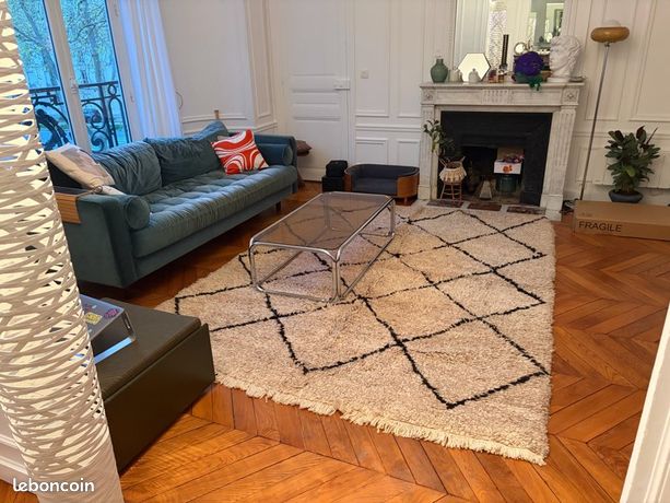 Grand tapis vintage ancien taban en laine, pièce unique, 287 x 405 cm