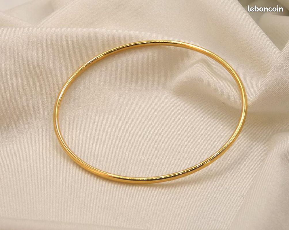 Lot De 3 Bracelets Jonc Rigide Pour Femme - Doré Or Jaune - Acier/alliage - Neufs Sans Emballage