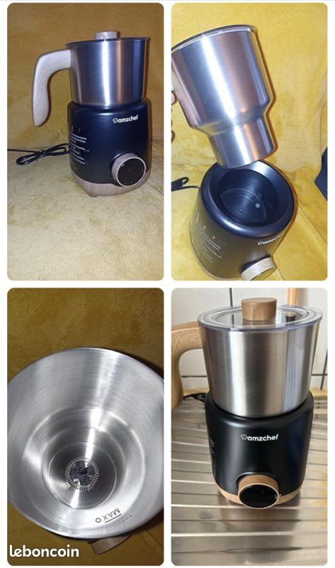 Mousseur à Lait Électrique AMZCHEF 8-en-1 - 550W - Chauffage Induction - Tasse 600ml - Cappuccino, Lait Chaud