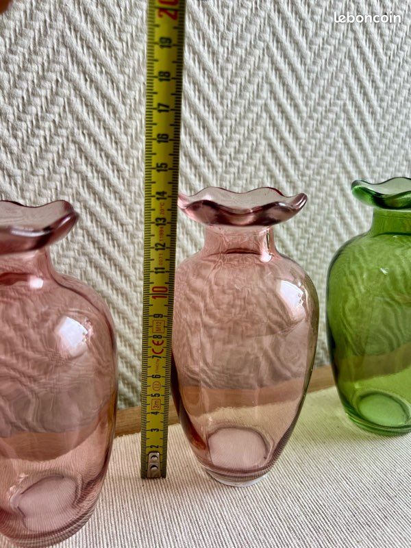 4 mini vases soliflores verts/roses (image 2)