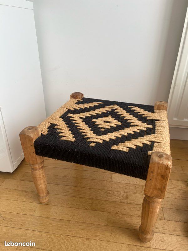 Tabouret marocain en bois et corde - Boutique Culinaire | Casseroles