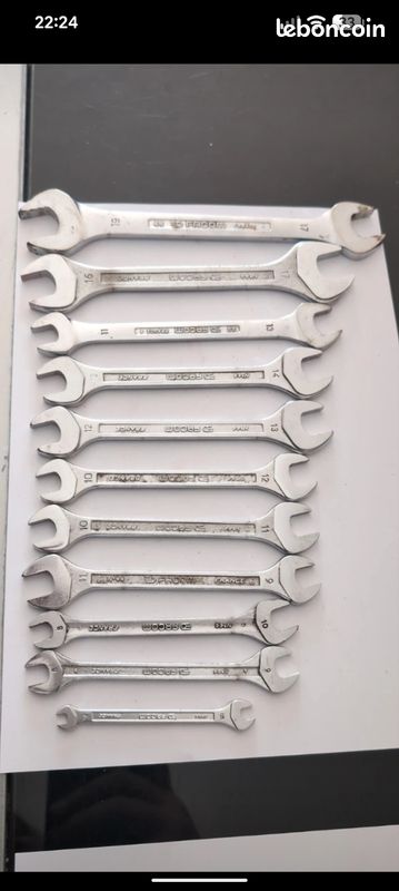 Lot De 11 Clés Plates De Tailles 6 à 23 - Diverses Marques, Occasion, Livraison Gratuite