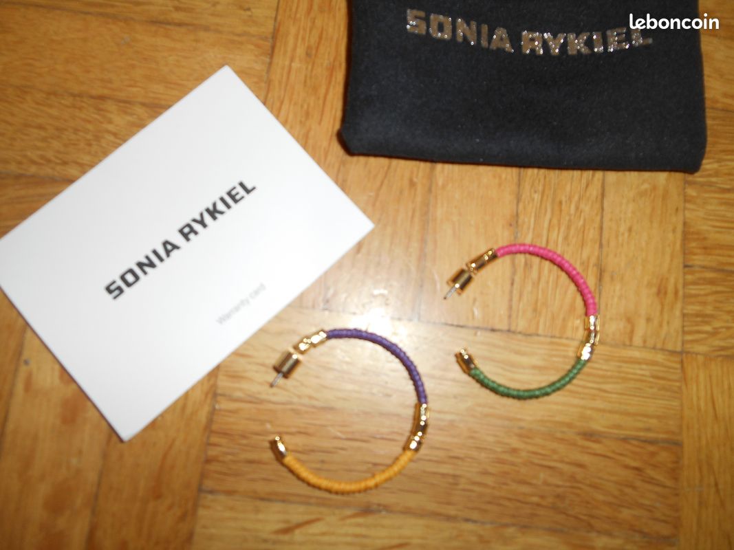 Boucles D'oreilles Sonia Rykiel En Pâte De Verre - Plaqué Or 24 Carats - Vintage