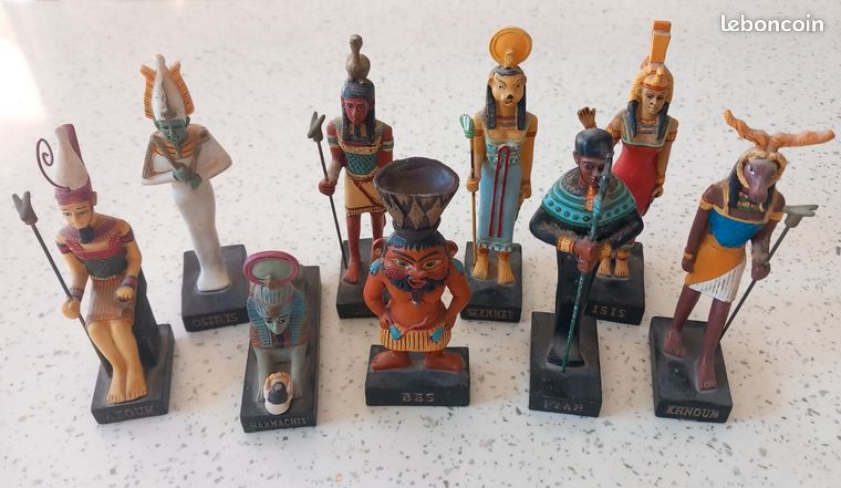 Lot De 3 Statuettes égyptiennes Vintage En Résine - Figurines Mystiques Forme Chat