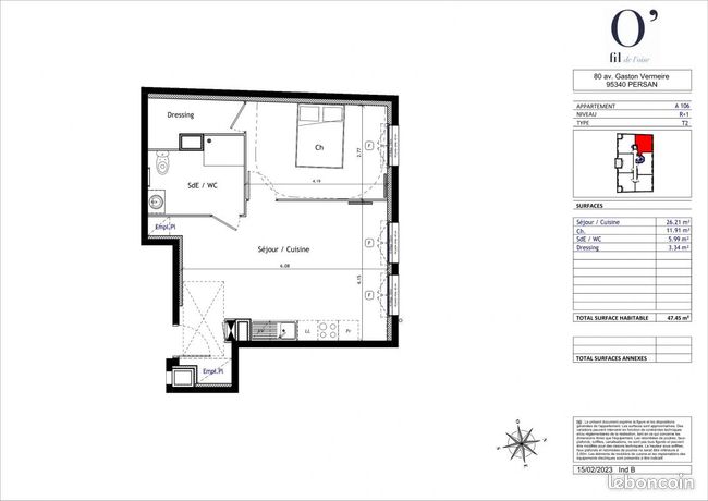 Appartement 2 pièces 47 m²