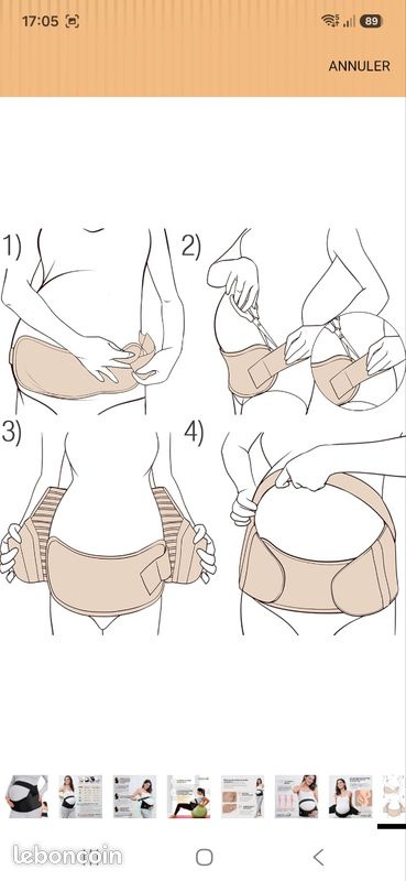 Ceinture de grossesse - Support lombaire et abdominal (Noire, Taille L) (image 4)
