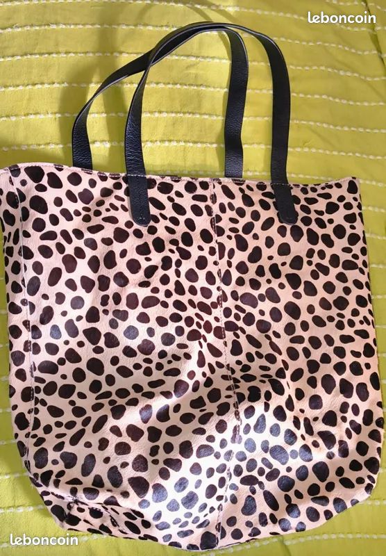 Sac cuir monoprix imprimé beige et pois Accessoires Bagagerie