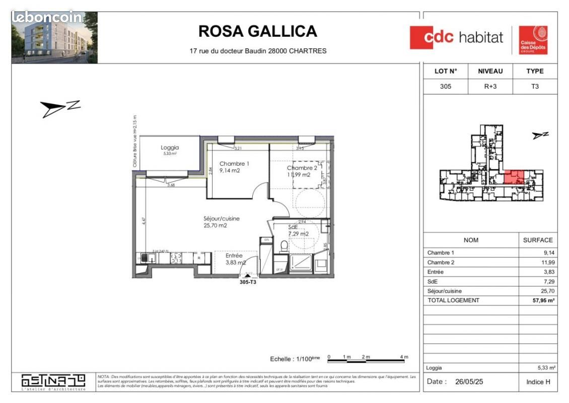 Appartement a louer chartres - 3 pièce(s) - 58 m2 - Surfyn