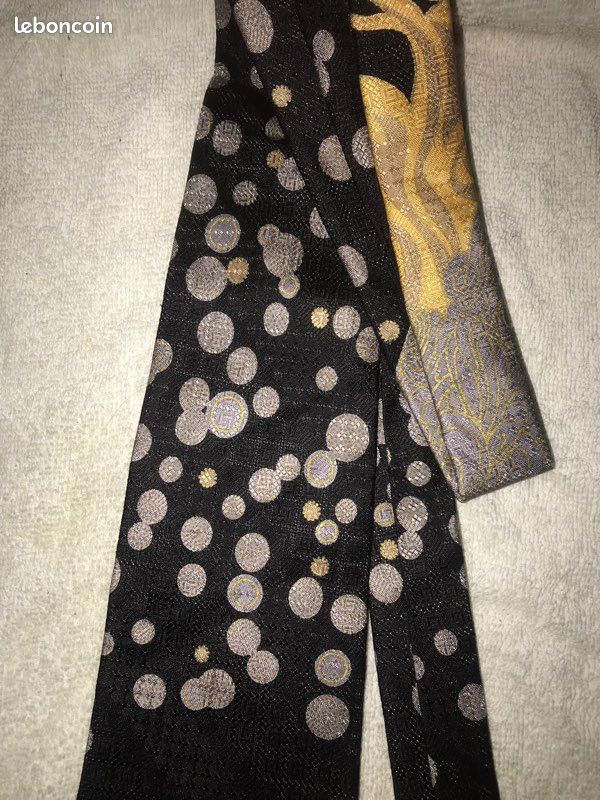 Cravate Homme Massimo Moda Collezione En Soie 100% - Motif Géométrique Doré, Style Gothique, Longueur 60 Pouces