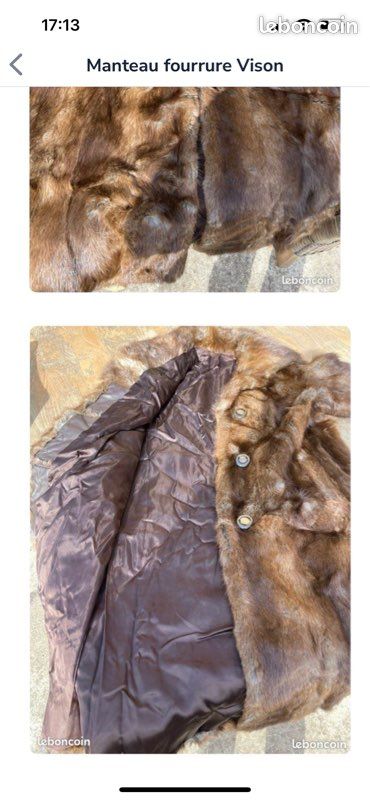 Manteau En Fourrure Véritable De Vison Marron - Taille M, Occasion Très Bon état
