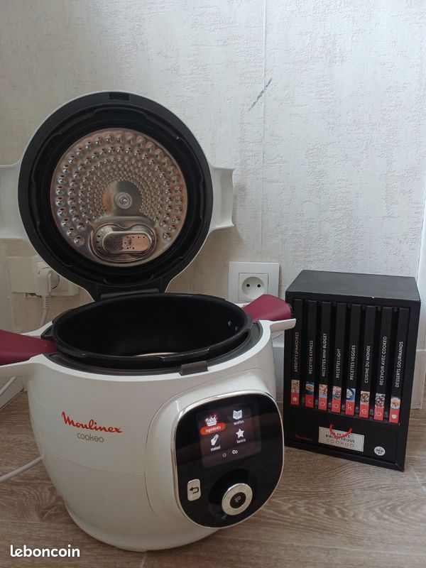 Moulinex Cookeo Blanc/Bordeaux + Livres de recettes + Panier vapeur (image 1)