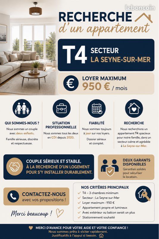 Appartement 4 pièces 100 m² · à La Seyne-sur-Mer · 100 m² · 950 €
