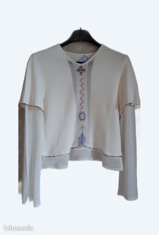 Haut blanc à perles colorées AZULEROS (image 1)