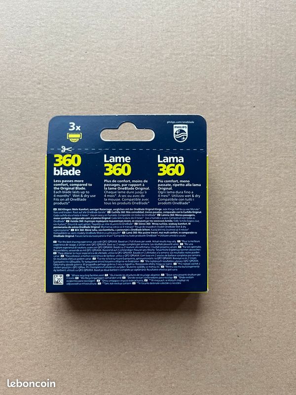 Pack 3 Lames De Rechange PHILIPS OneBlade 360 - Têtes Originales Pour Rasoir, Neuf Sous Blister