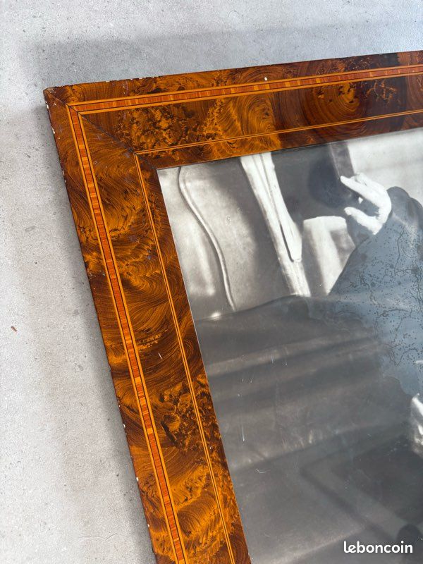 Portrait Ancien Juge Avocat - Grand Cadre Marqueterie Bois Précieux 19ème/20ème (image 2)