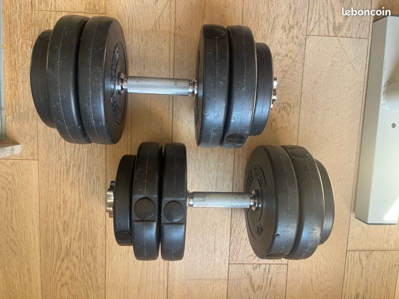 Lot complet musculation : Banc multi-exercices + Barre, Haltères & Poids (image 4)
