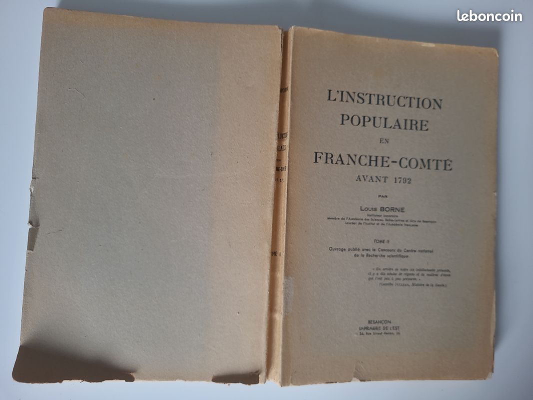 L'instruction Populaire En Franche-Comté Avant 1792. Tome I & 2 (image 7)