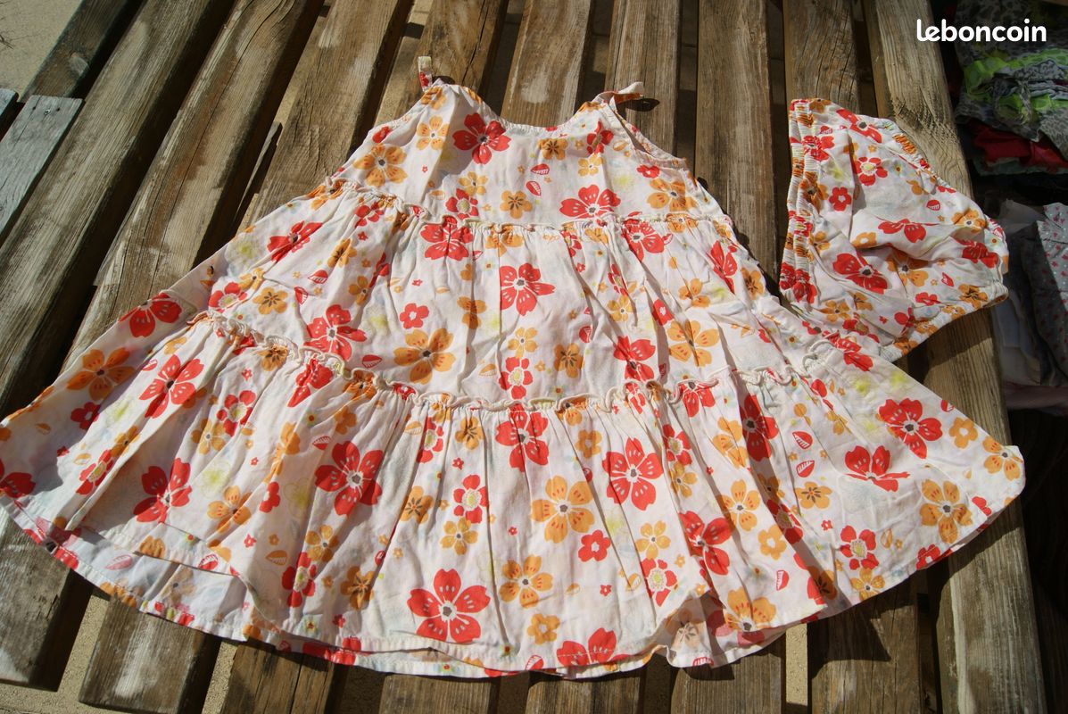 Robe été blanche à fleurs Vertbaudet 24mois (image 1)