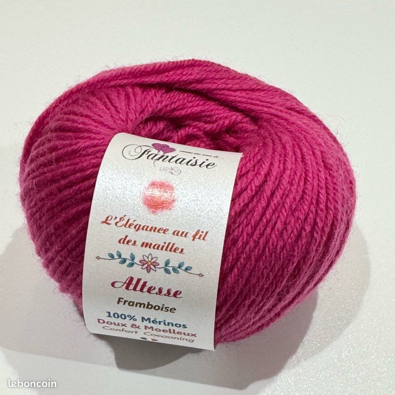 Laine Mérinos Altesse framboise 10 pelotes de 50g 130m (image 2)