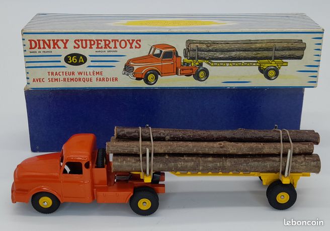 Dinky Supertoys Tracteur Willème Avec Remorque Fardier De 1959 - Échelle 1:43 - Occasion Boîte D'origine