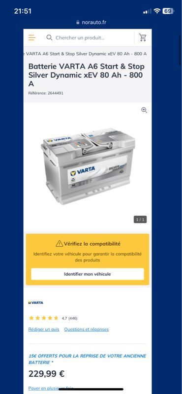 Batterie VARTA Neuve 2023 80ah AGM Start and Stop Silver Dynamic -50% tarif  IMBATTABLE en France - Équipement auto