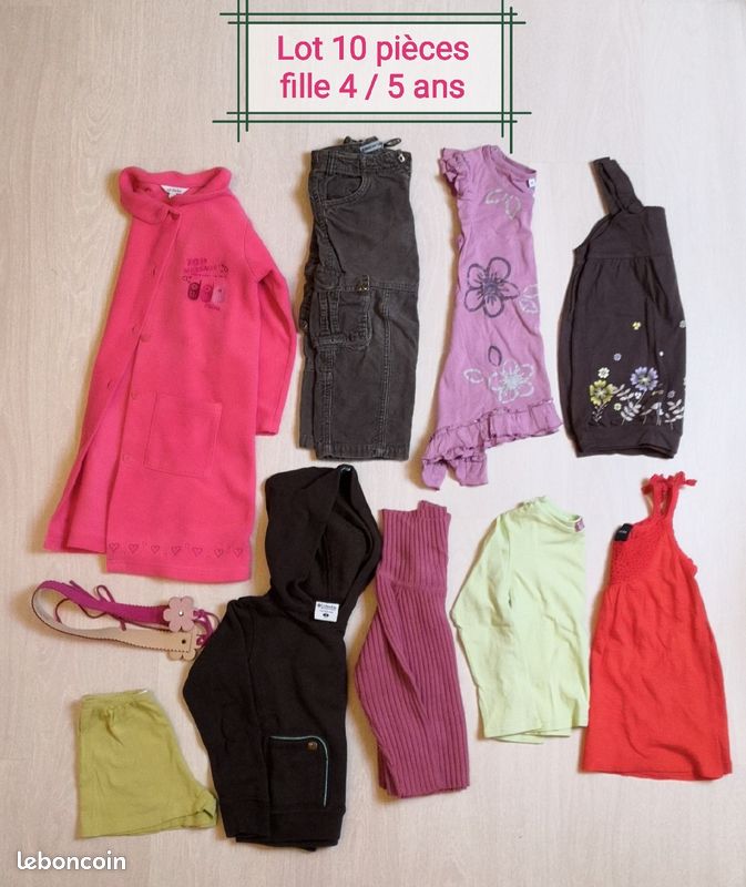 Lot 10 pièces vêtements fille 4 / 5 ans (image 1)