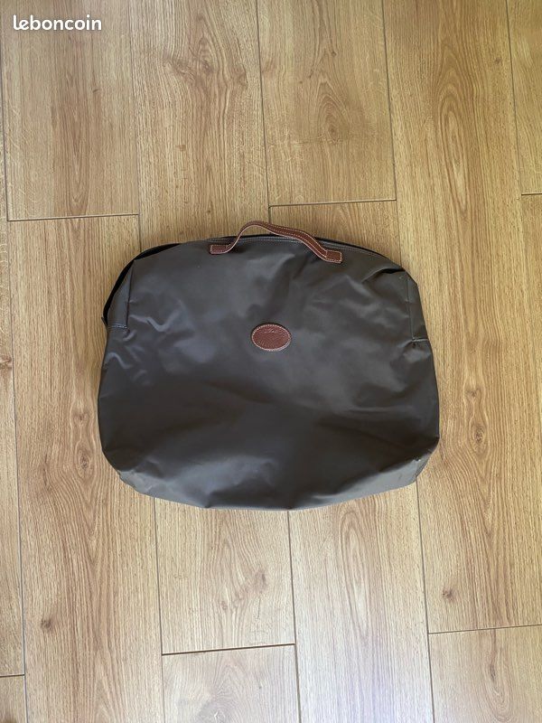 Sac porte documents Longchamp kaki en toile (image 1)