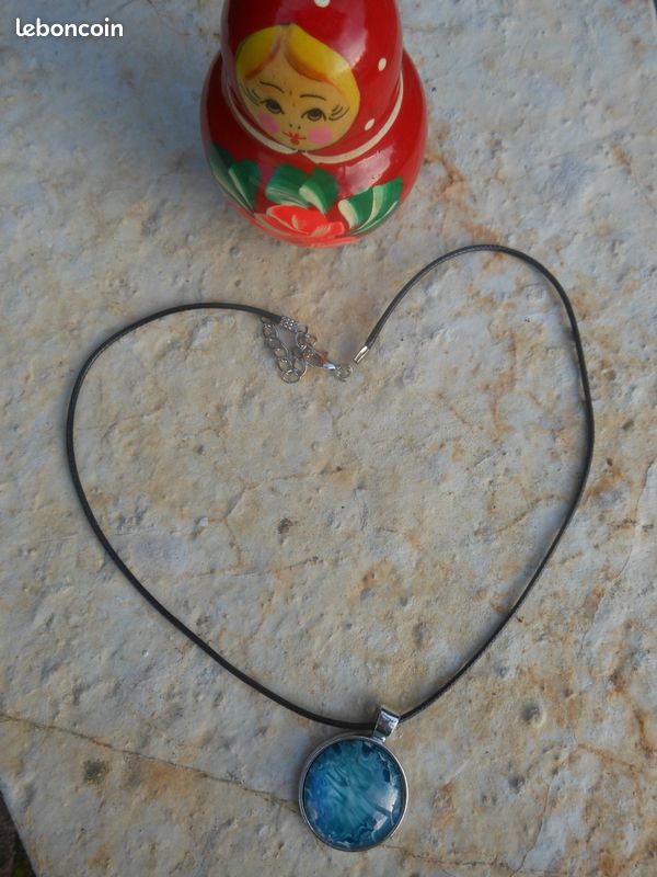 Pendentif N°10 - Fait Main - Argent - Coloris : Différents Bleus (image 3)