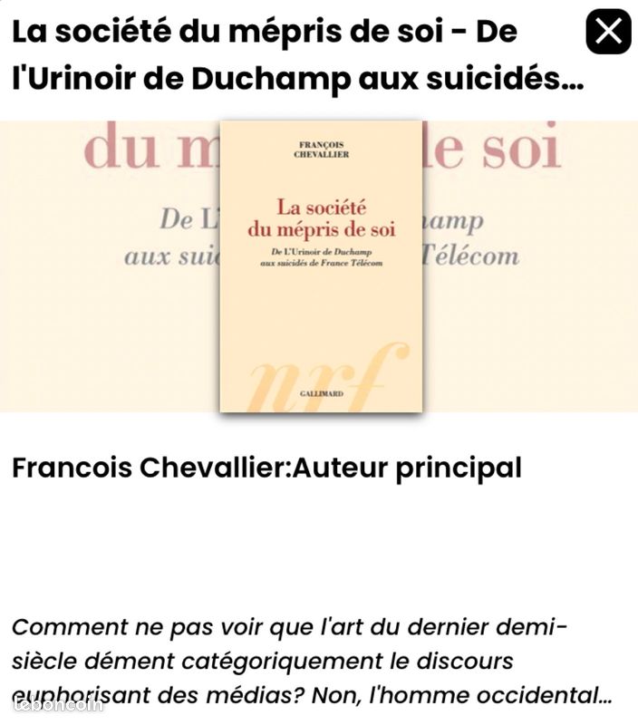 Livre la société du mépris de soi François Chevalier (image 1)