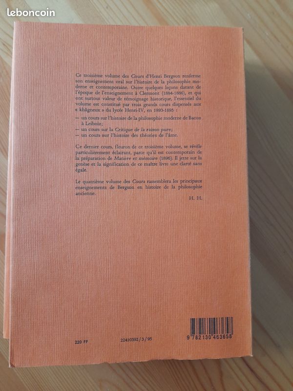 Bergson - Cours - Tome 3, Leçons D'histoire De La Philosophie Moderne : Théorie De L'âme (image 2)