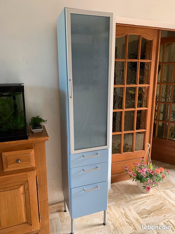 Joli Meuble colonne de salle de bains avec tiroirs et armoire (image 1)