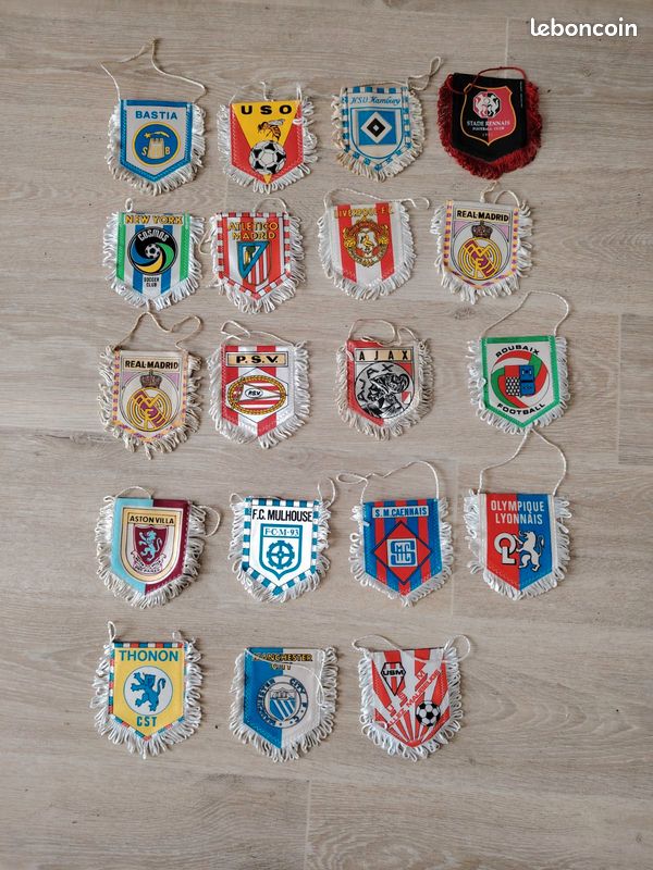 Lot De 6 Fanions De Football Français En Tissu - Collection Clubs Français