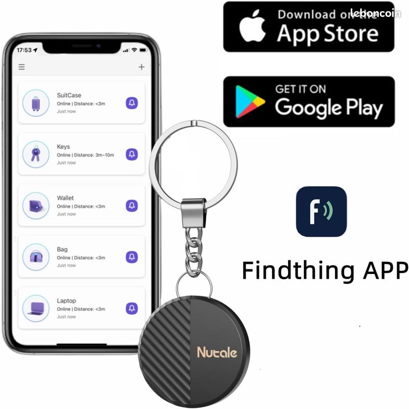 Nutale Localisateur D'objets De Clé Portefeuilles Noir 4PCS Key