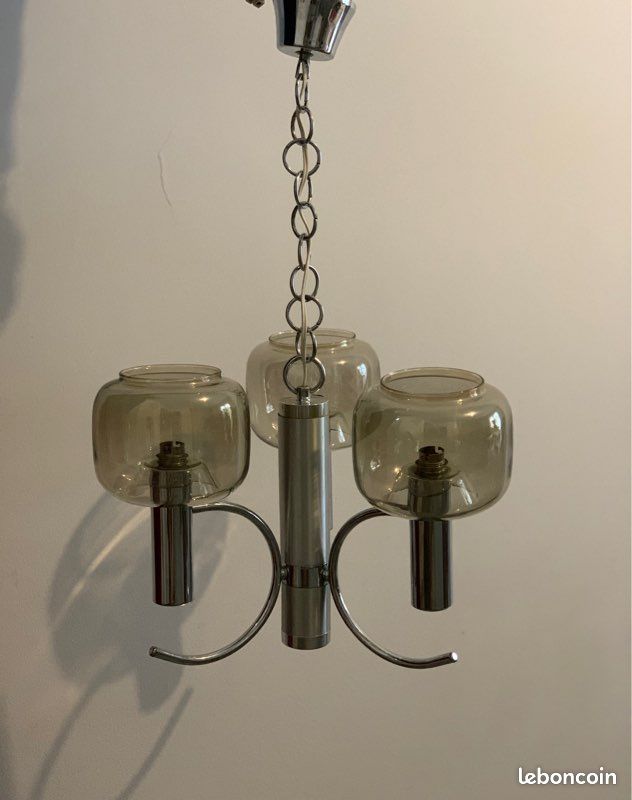 Suspension lustre chromé vintage, années 1970, style space age (image 2)