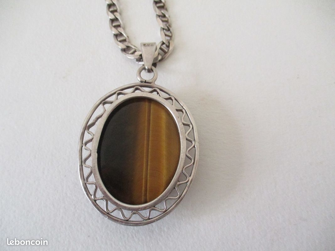 Parure Tigrit – Argent Massif & Œil du Tigre | Bijou Artisanal Marocain