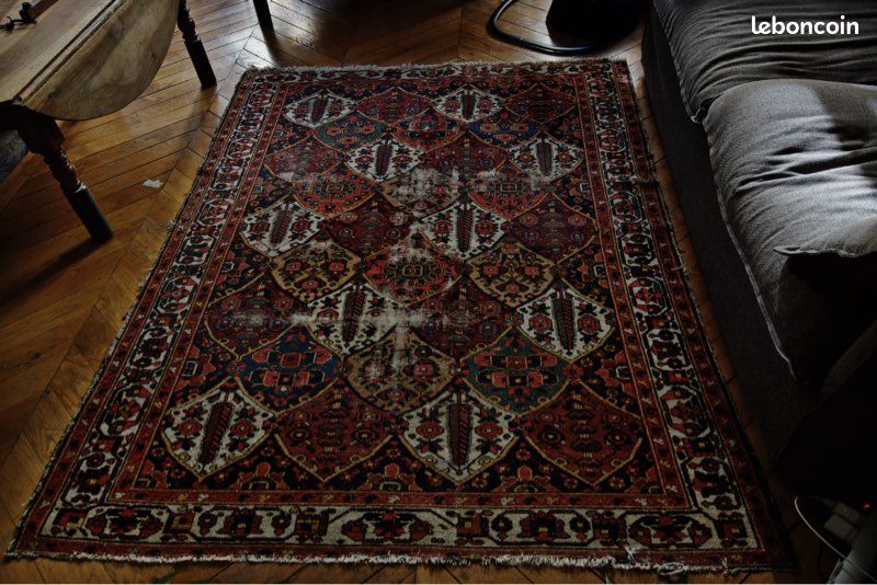 Tapis Ancien Asiatique En Coton Et Laine, Nœud Fin, 165x95cm, Authentique