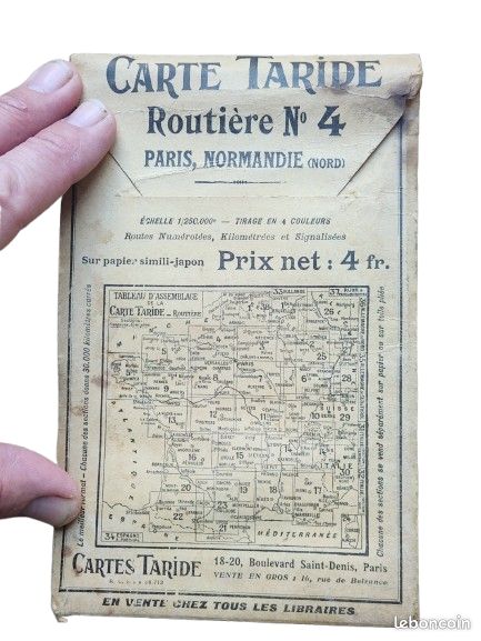 ANCIENNE CARTE ROUTIÈRE toilée TARIDE n°10 - Franche Comté - Suisse EUR