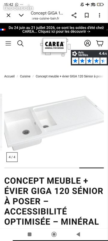 Meuble evier mobilité reduite giga 120 minéral carea (image 6)