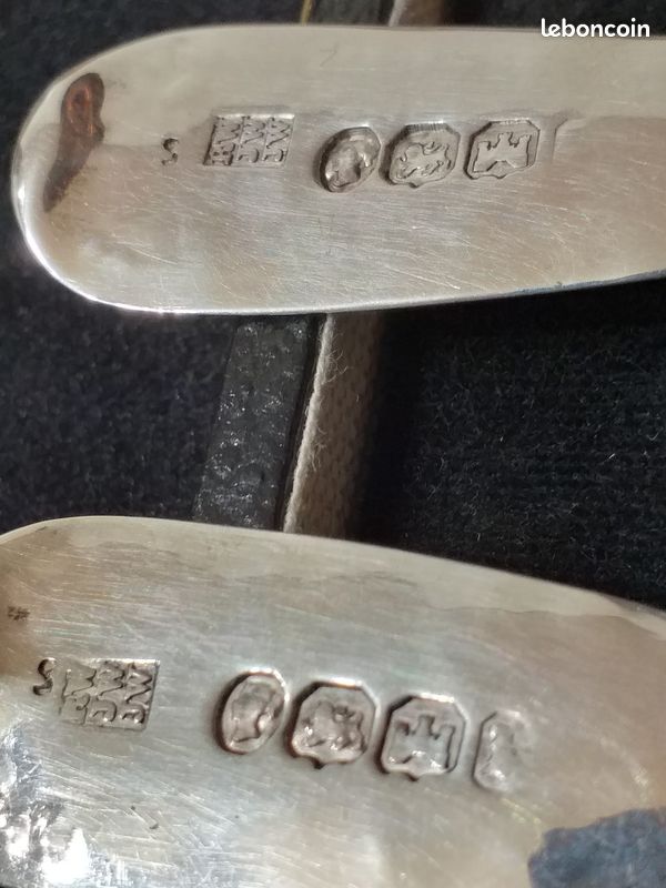 Lot De 4 Cuillères émaillées Vintage – Argent Sterling 925 – Angleterre – Années 30-50