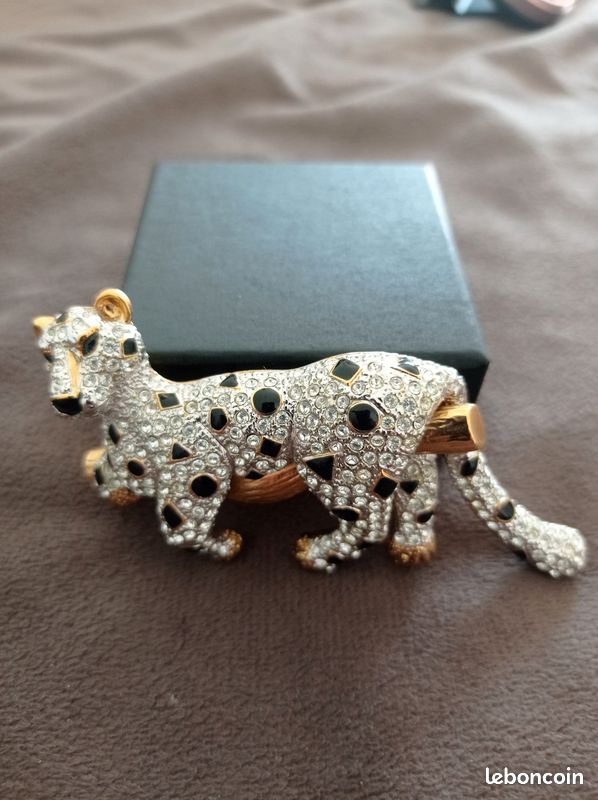 Broche Vintage Léopard Dorée - Neuf Ancien Stock (N.O.S.) - Style Rétro Animalier En Métal