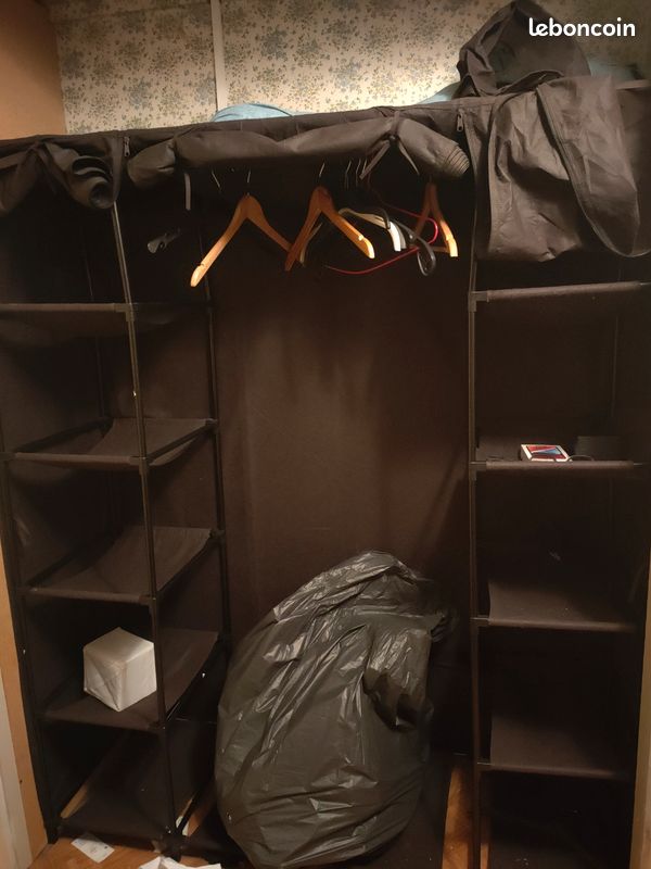 BAKAJI Armoire De Camping En Tissu TNT Avec Structure Métal - 70x46x160 Cm, Gris, Facile à Monter Et Léger