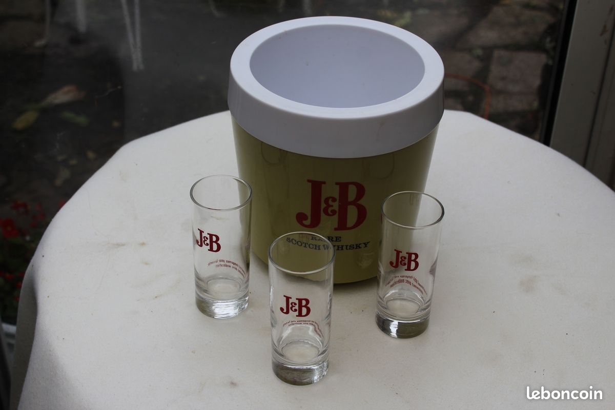 Ancien sceau à glace ' Whisky GB ' + 3 verres (image 1)