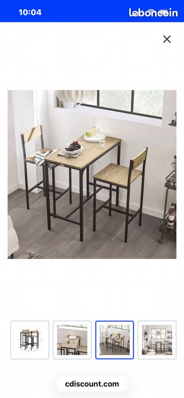 Table haute + 2 chaises (image 1)